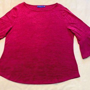 A P T 9 Ladies Ruby Red Top  XL 3/4 sleeves with a flare